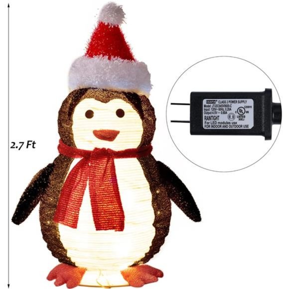 2FT Lighted Pop Up Christmas Penguin Decoration, Pre-Lit Light Up 48 LED Lights - Picture 4 of 7